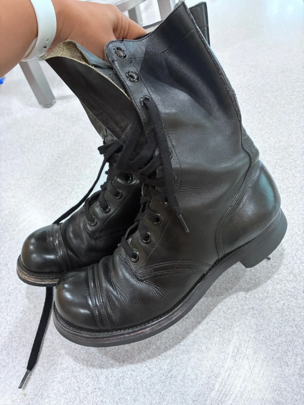 Vintage BFG BF Goodrich Military Combat Boots Black Leather 60s Size 8